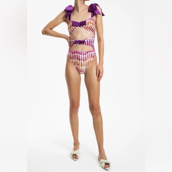 Adriana Degreas Other - NWT Adriana Degreas Lipstick Cut-Out One Piece Swimsuit With Bows Small